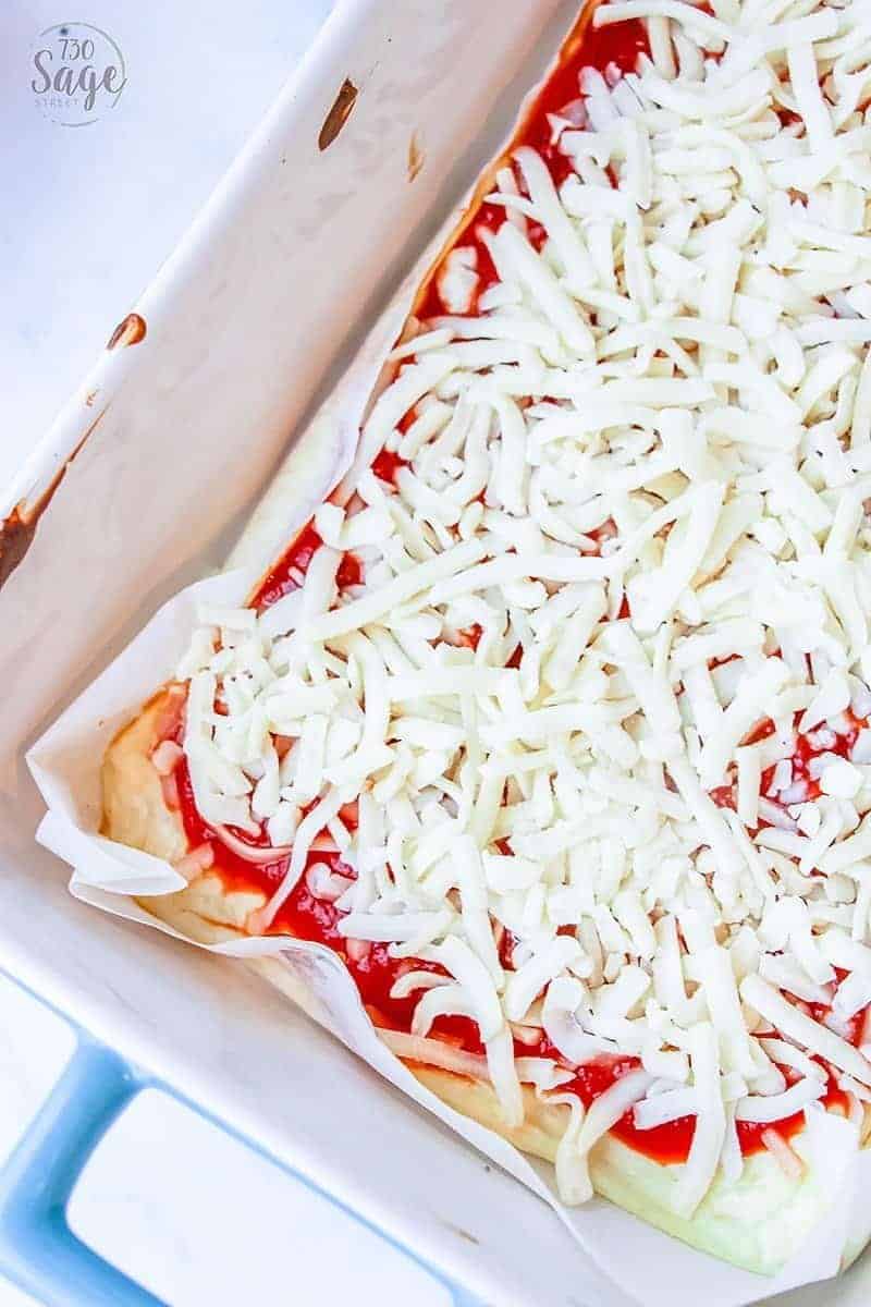 no carb pizza with mozzarella cheese before going into oven