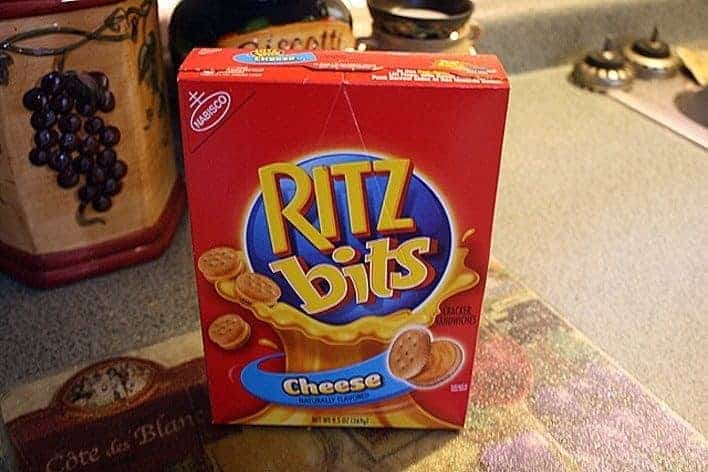 Ritz bits cheese crackers box front