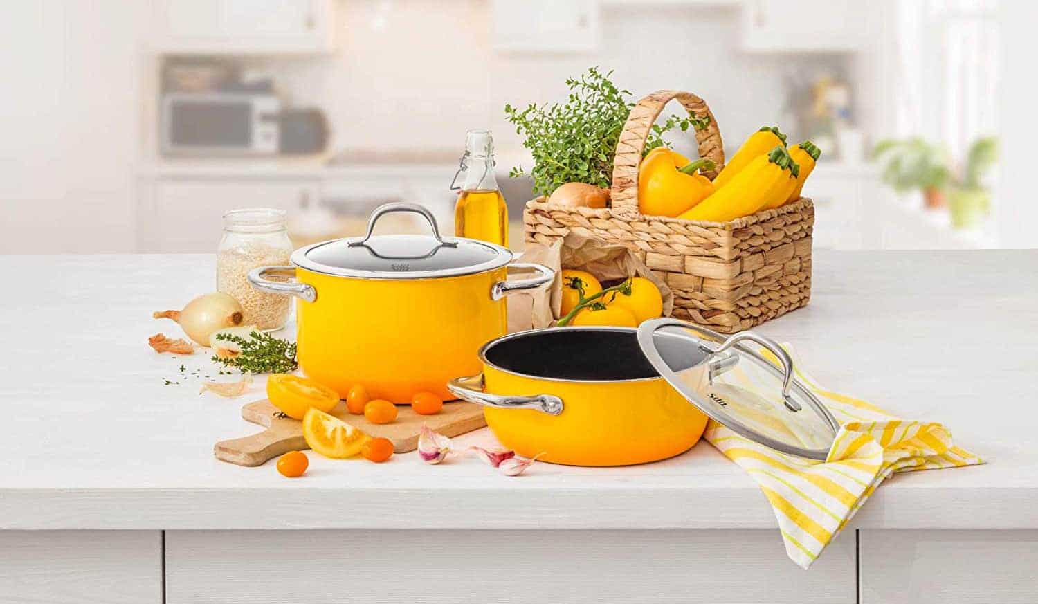 Yellow silit silargan cookware set made in germany