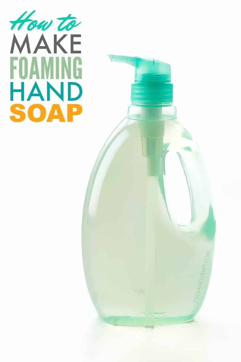 blue bottle of hand soap with text on it - how to make foaming hand soap