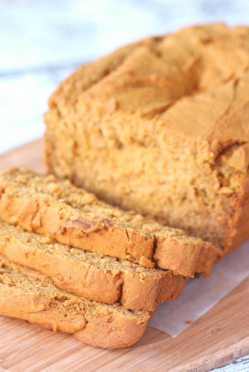 This gluten free pumpkin bread is refined sugar free, dairy free and so moist and delicious no one will know it's actually a better-for-you treat! #dairyfree #dessert #pumpkin #bread #pumpkinbread #pumpkindessert #breakfast #cake #pumpkincake #bakedgoods #glutenfree #glutenfreepumpkin #healthier