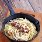 Italian Turkey Sausage Spaghetti with Garlic Butter Sauce - this delicious yet easy to make dish is made leaner with turkey!