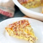 Low Carb Breakfast Casseroleslice on a white plate