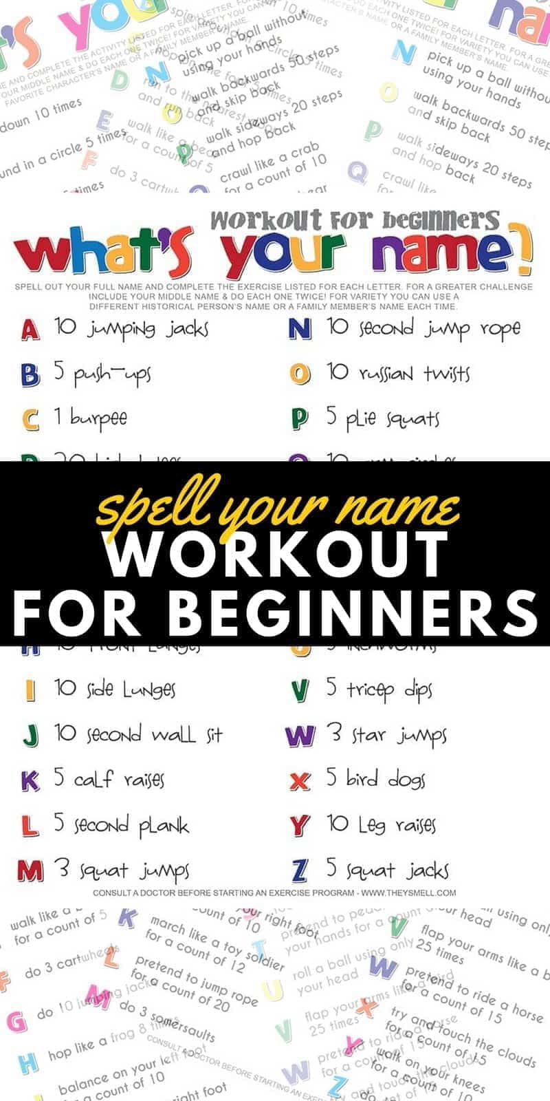 name workout what 39 s your name workout for beginners workout printables