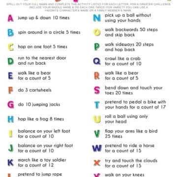 spell your name workout printable