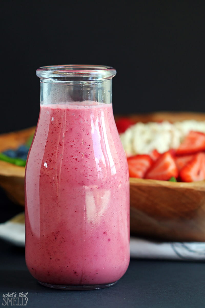 Triple Berry Lime Vinaigrette Dressing - fresh strawberries, raspberries & blueberries combine with a touch of lime in this sweet yet tart vinaigrette dressing. Perfect summer dressing!
