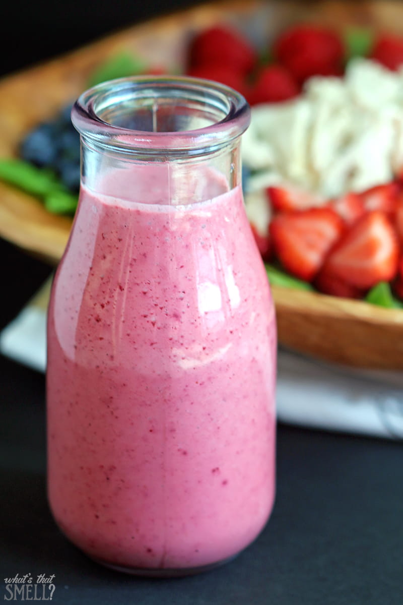 Triple Berry Lime Vinaigrette Dressing - fresh strawberries, raspberries & blueberries combine with a touch of lime in this sweet yet tart vinaigrette dressing. Perfect summer dressing!