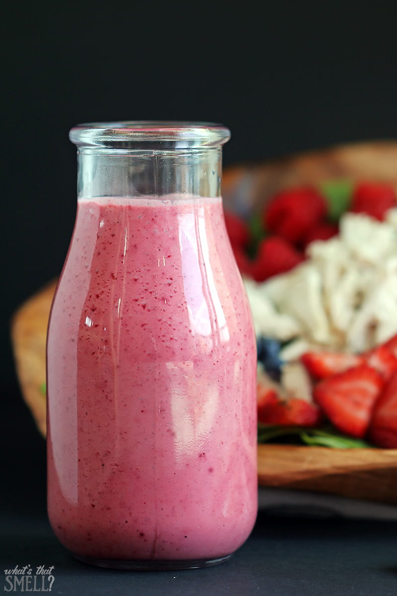 Triple Berry Lime Vinaigrette Dressing - fresh strawberries, raspberries & blueberries combine with a touch of lime in this sweet yet tart vinaigrette dressing. Perfect summer dressing!