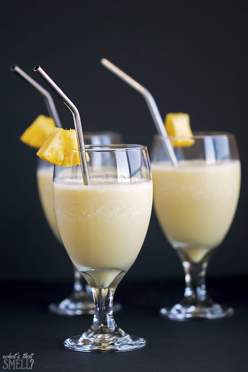 Dairy-Free Two Ingredient 'Piña Colada' Smoothie - enjoy a virgin, alcohol-free, healthier piña colada. It's also Vegan, gluten-free, and delicious!