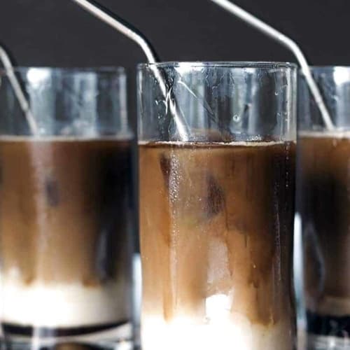 Maple Vanilla Iced Almond Coffee - make your own fancy, delicious coffee shop style drink at home easily. Dairy-free and only 3 ingredients.