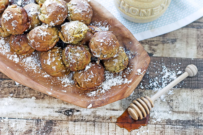 Honey pumpkin pancake puffs: gluten-free and dairy-free, these pumpkin ebelskiver danish pancake balls are a fun and delicious treat for breakfast or anytime.
