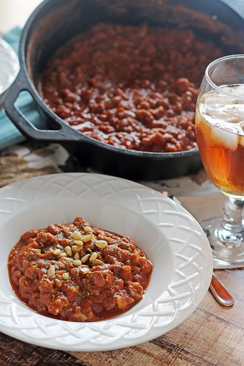 This thick pumpkin chili is deliciously spicy and sweet and perfect for fall with hearty ingredients and ideal for cool autumn evenings with family. It's dairy-free and gluten-free too.