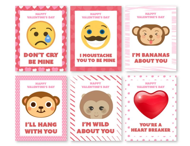 Emoji Printable Valentine'S Day Cards For Kids 13 Emoji printable valentine's day cards - free printable emoji valentine's day cards. Print and hand out, or attach a mini emoji plush keychain to each card.