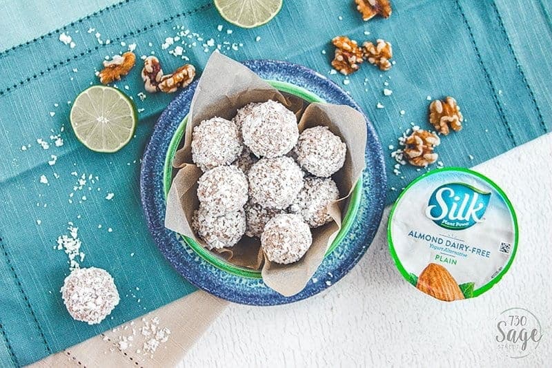 Low carb coconut lime truffles - these refreshing truffles are low carb, include dairy-free yogurt & can be made with almonds, walnuts or cashews.