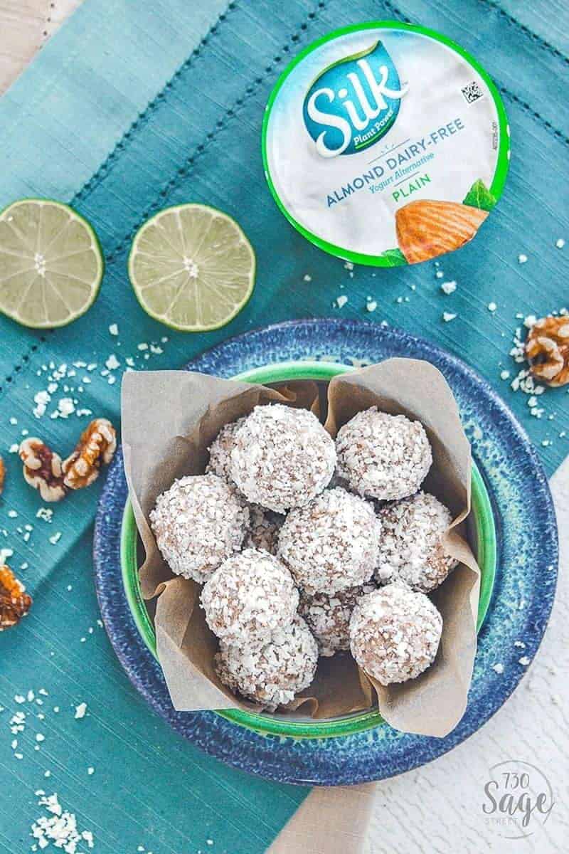 Low carb coconut lime truffles - these refreshing truffles are low carb, include dairy-free yogurt & can be made with almonds, walnuts or cashews.