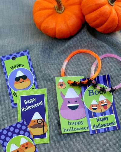 Candy Corn Emoji Halloween Party Gift Tags
