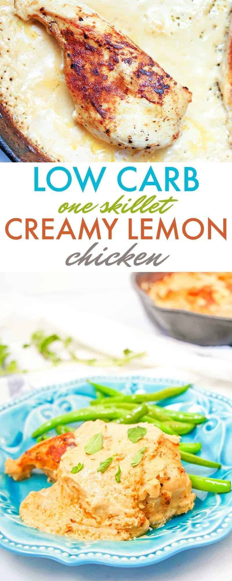 Low Carb Creamy Lemon Chicken Recipe 9 This rich and tart low carb creamy lemon chicken recipe is made in one skillet and is a delicious weekday keto dinner for busy schedules.