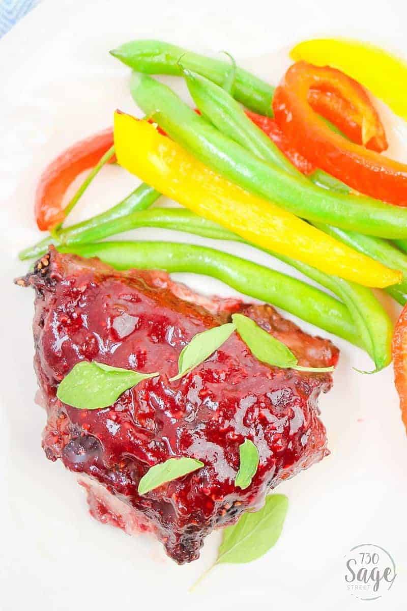 Low Carb Raspberry Chicken Recipe 4 This low carb raspberry chicken will shake up your keto recipe routine with a delicious sweet & savory raspberry marinade over boneless chicken thighs.