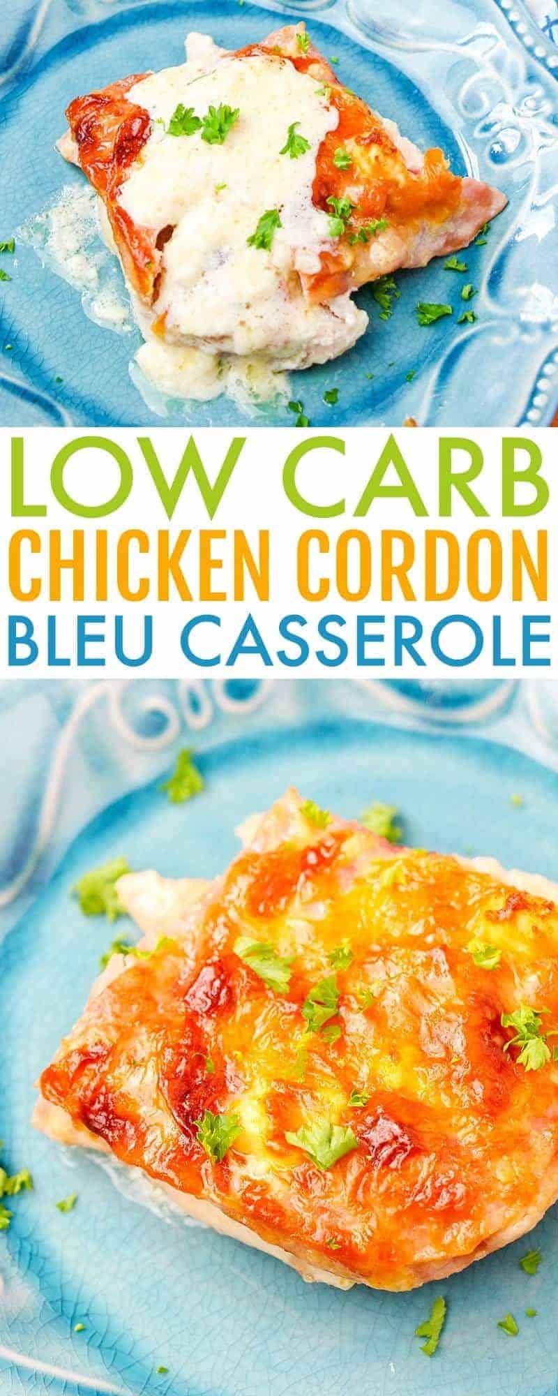 This delicious, easy to make, low carb chicken cordon bleu casserole uses a secret ingredient to add flavor and texture to this classic flavor combination.