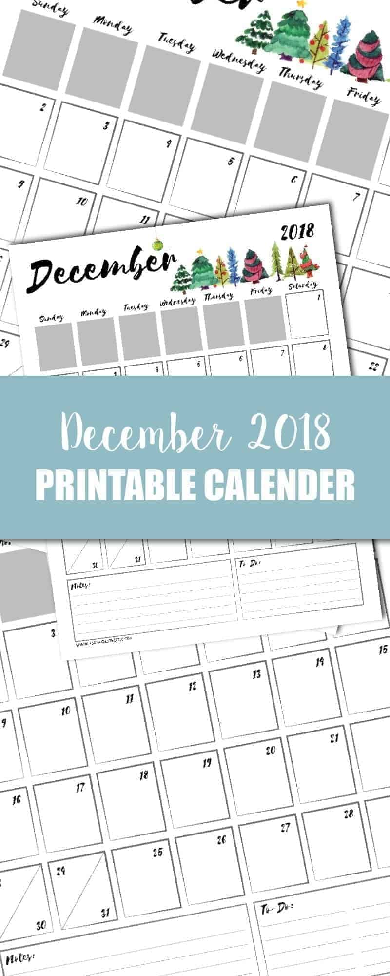 december 2018 printable calendar