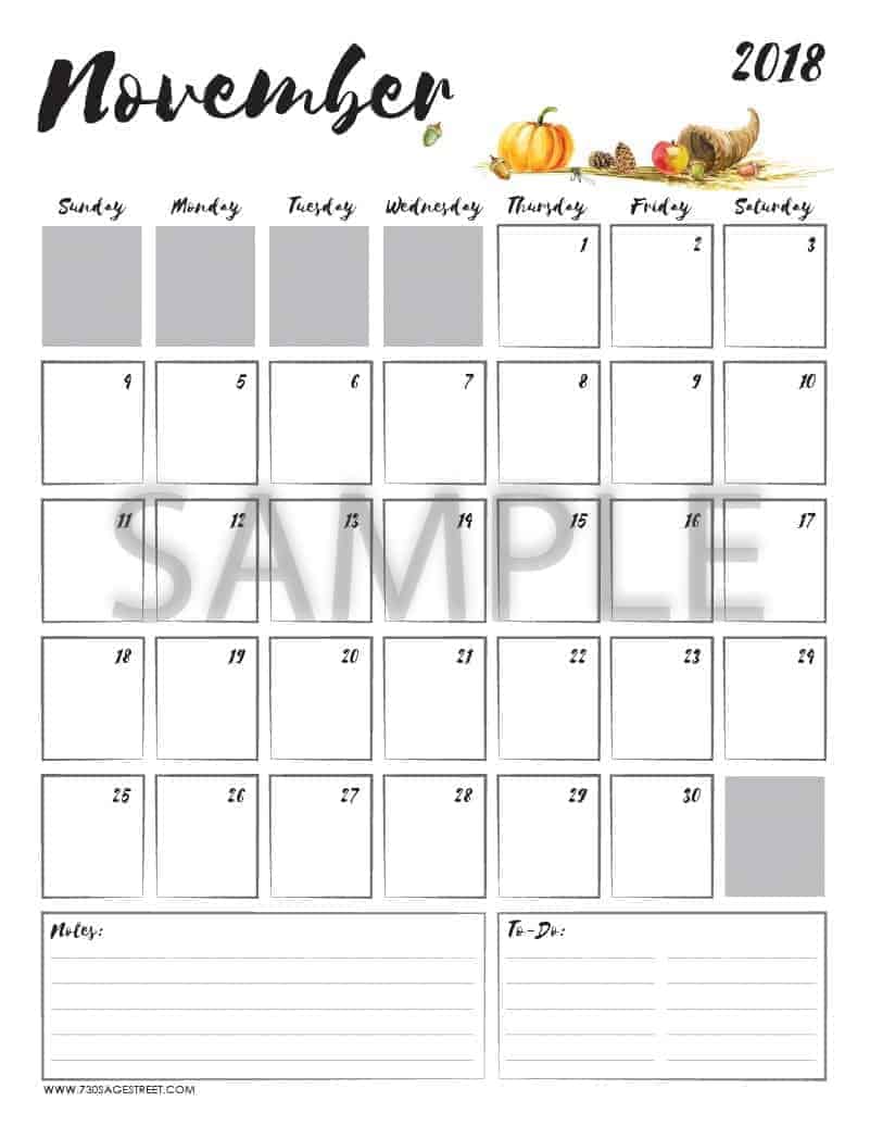 printable calendar 2018 november