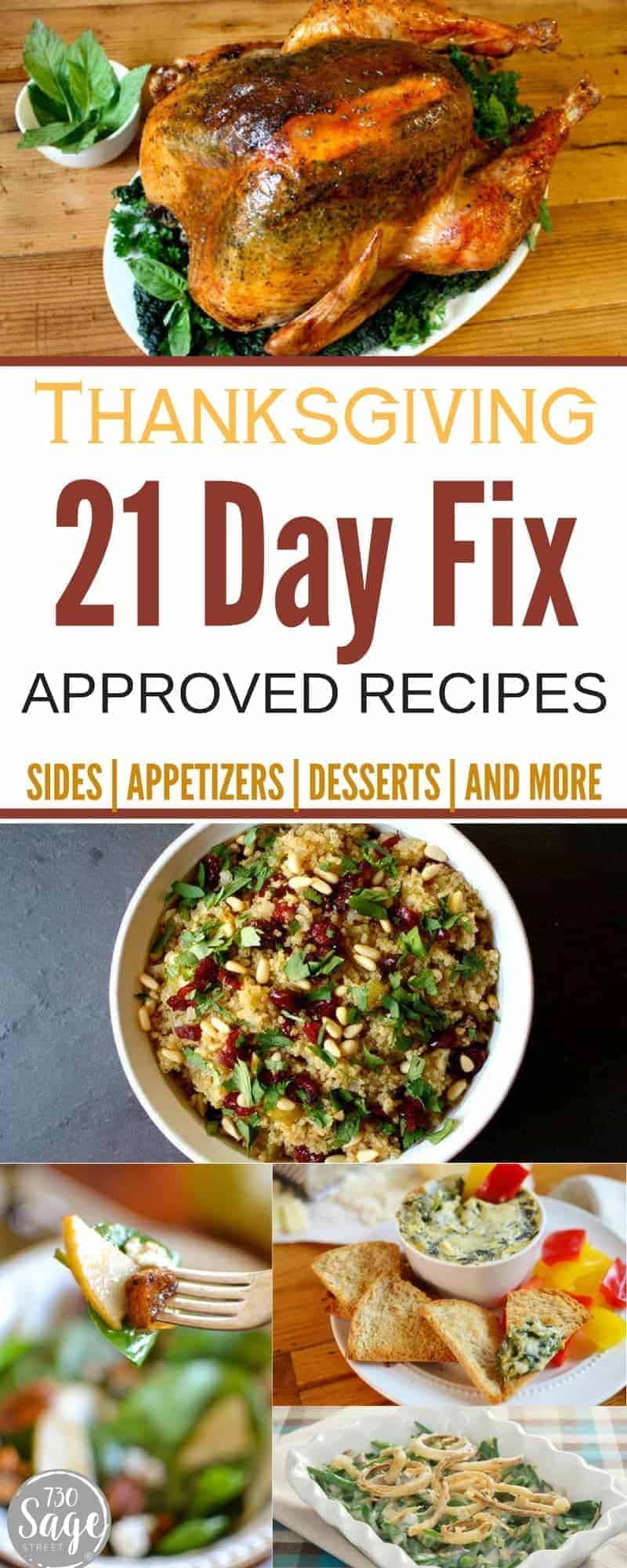 Survive holiday meals guilt-free with these 21 Day Fix Thanksgiving recipes with delicious options from appetizers to desserts & everything in between. #21dayfix