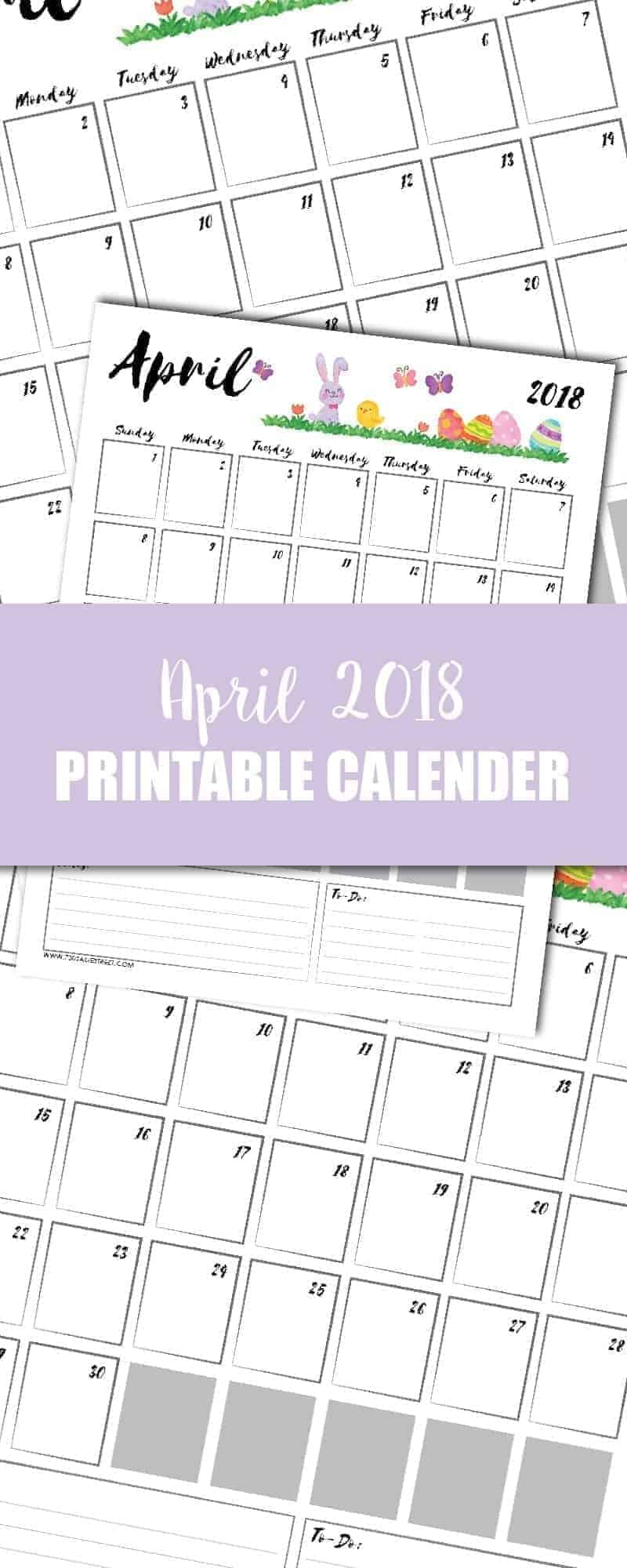 This cute and free April 2018 Printable Calendar is the perfect size to hang on a bulletin board & keep track of appointments or school activities. #calendar #2018 #printable #planner #April