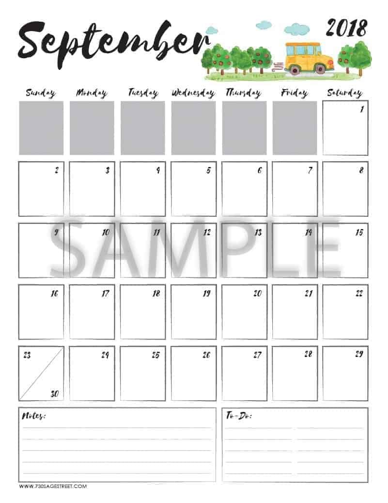 september 2018 printable calendar