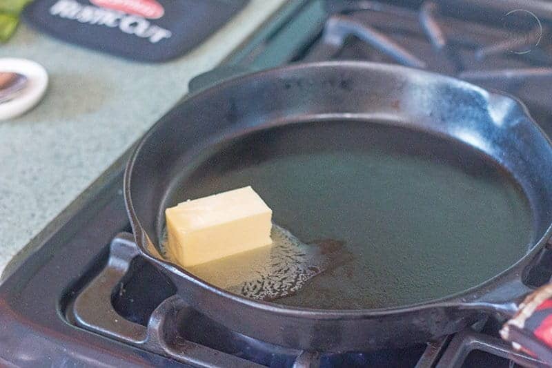 Butter in a cast iron pan