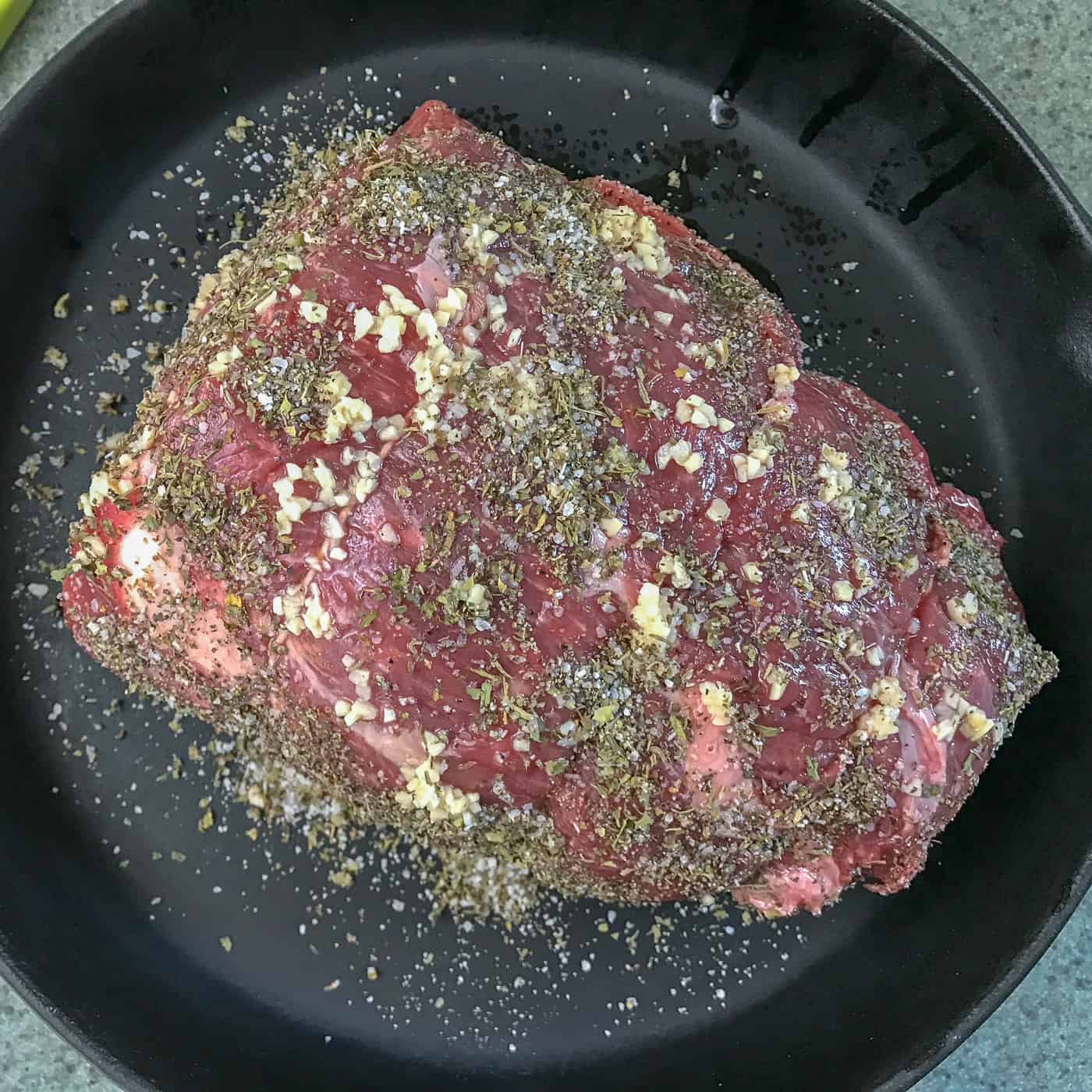 The Perfect Bottom Round Roast 4 The Perfect Bottom Round Roast seasoned with herbs and brined, ready for the oven.