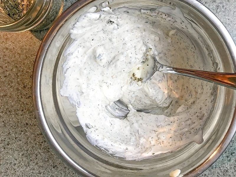 ranch dressing mix in a metal bowl