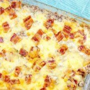 baked chicken casserole in a glass dish