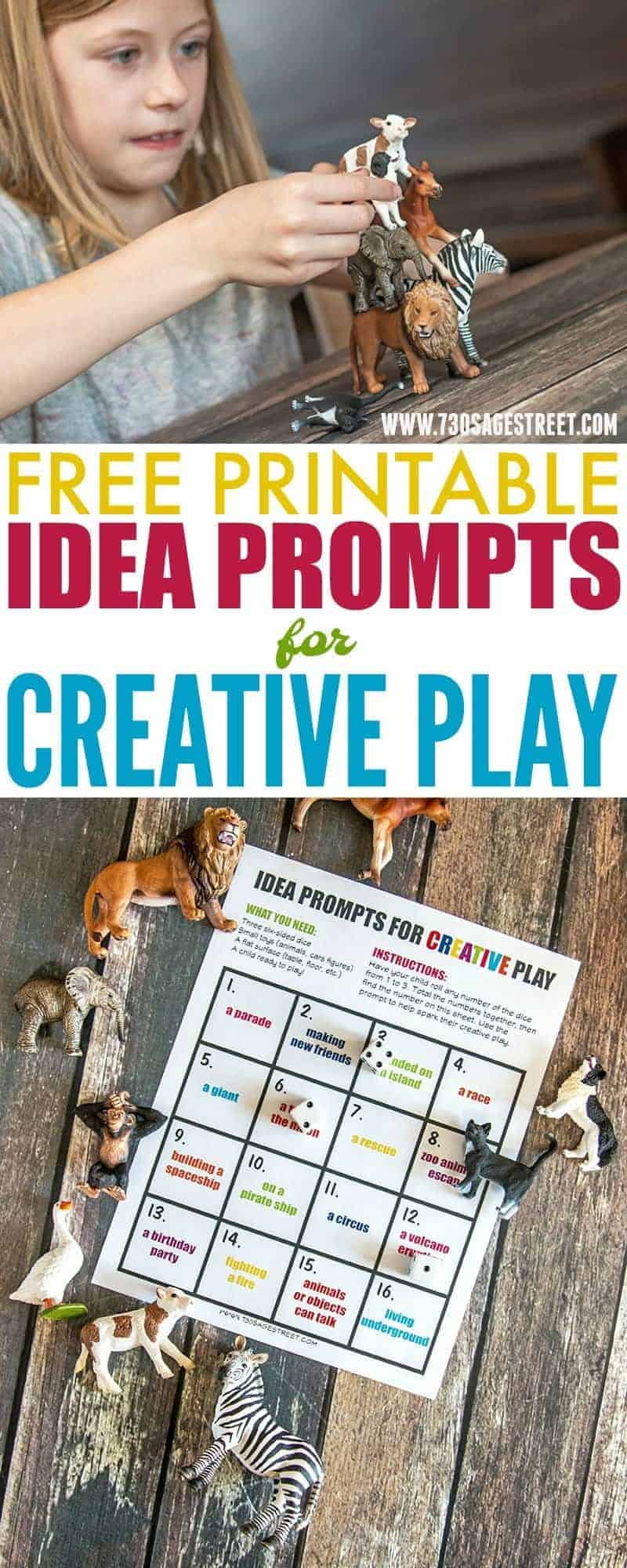 Free printable idea prompts activity for creative play #printable #freebie #freeprintable #freedownload #download #downloadandprint #creativity #play #kids #kidsactivities