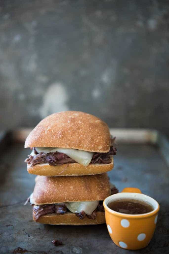 Slow cooker French dip sandwiches - 12 Beef Roast Recipes with Carb Counts for Low Carb Diets slow cooker french dip sandwiches