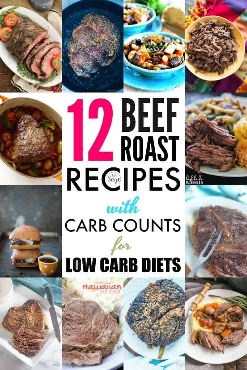 A simple beef roast can go a long way when it comes to creative recipes. While beef roasts come in different cuts, they all are delicious and versatile and can create very different flavors and textures. I have gathered up 14 beef roast recipes and calculated the carb counts for those who follow a low carb diet. #lowcarb #beef #roast #slowcooker #dinner #roastbeef