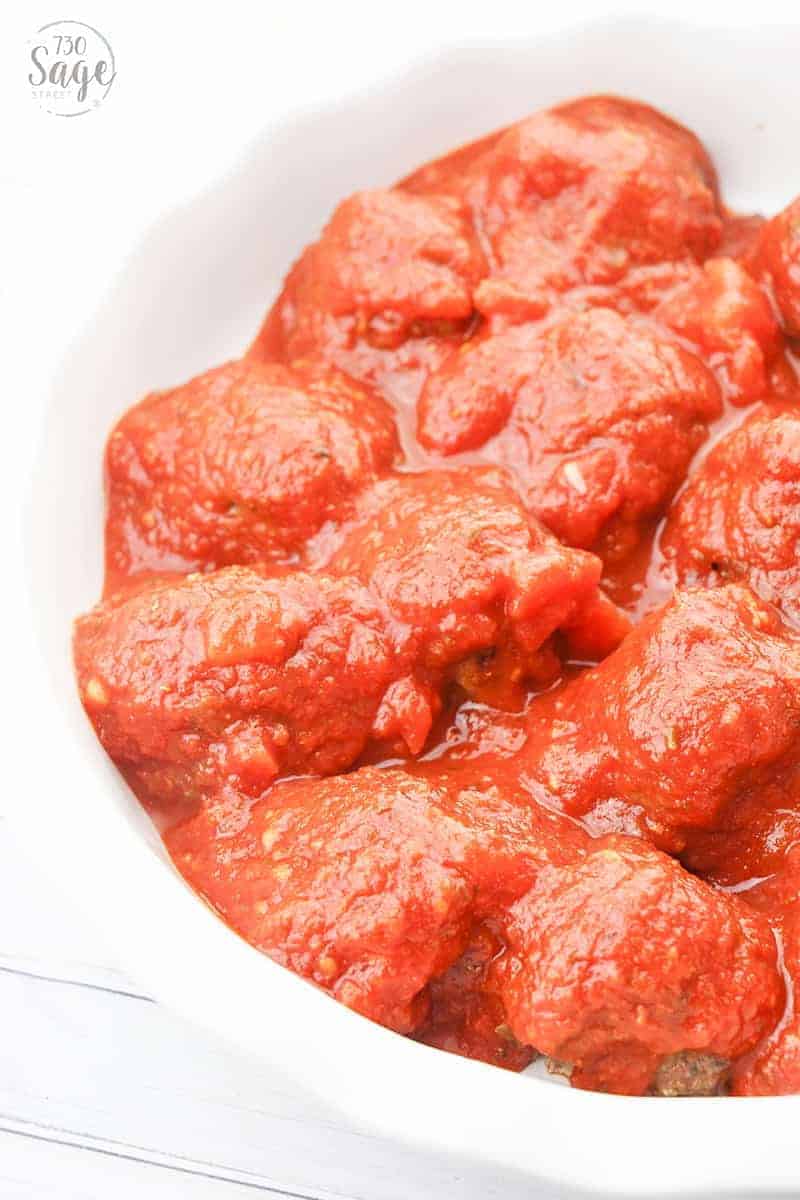 Keto meatballs covered in red sauce