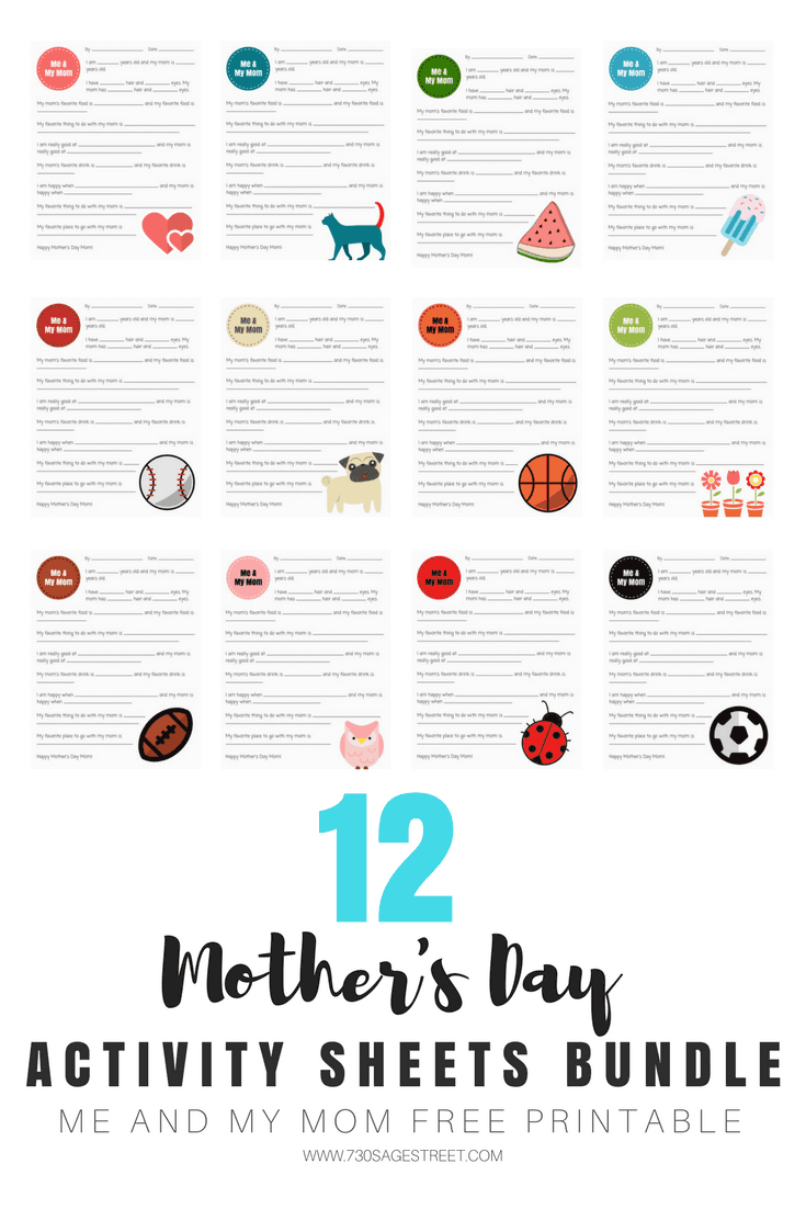 This fun activity sheet bundle contains 12 different designs of Mother's Day questions perfect for classrooms, Scouts or other groups looking for a creative way to help kids celebrate and honor their moms on their special day. #mothersday #mothersdaygift #printable #activities #kids #kidsactivities #freebie