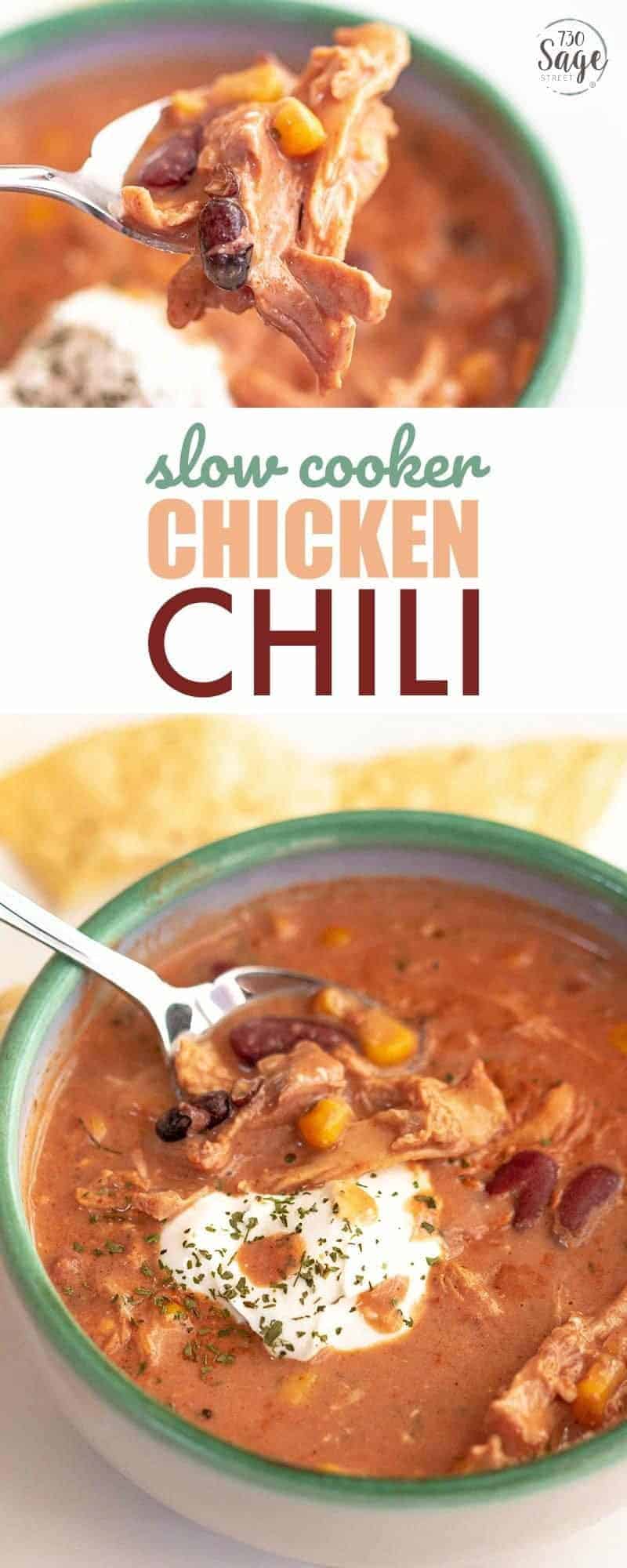 Slow cooker chicken chili recipe.