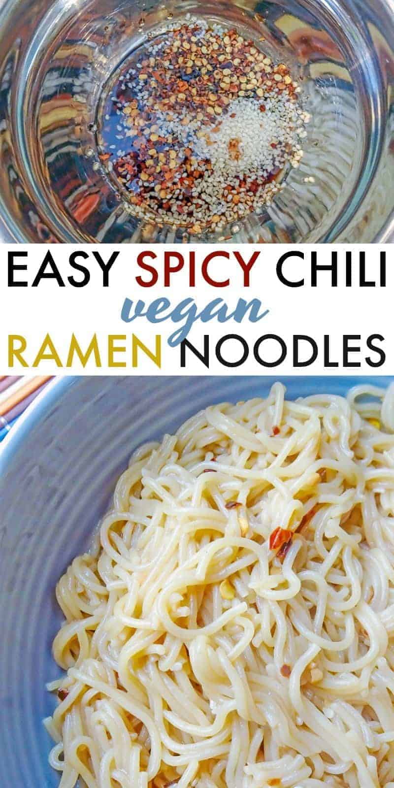 Everyone loves ramen! Make this quick and easy spicy chili vegan ramen at home with a few simple ingredients. It's delicious! #vegan #veganrecipes #veganfood #veganlife #noodles #easyrecipe #sidedish #quick