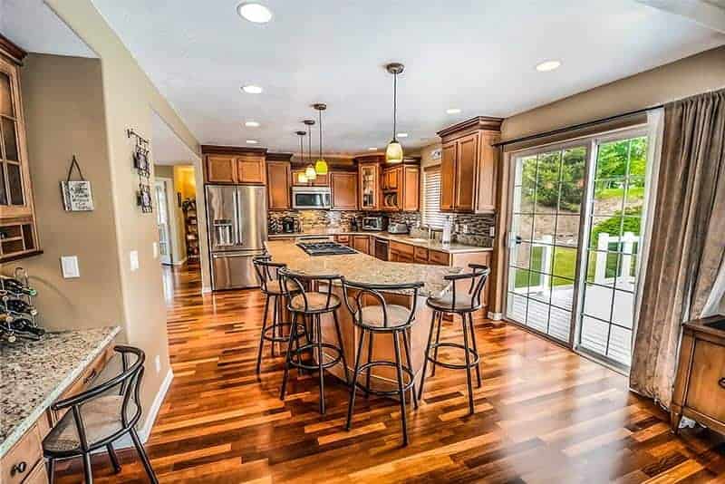 traditional style kitchen with a wood floor