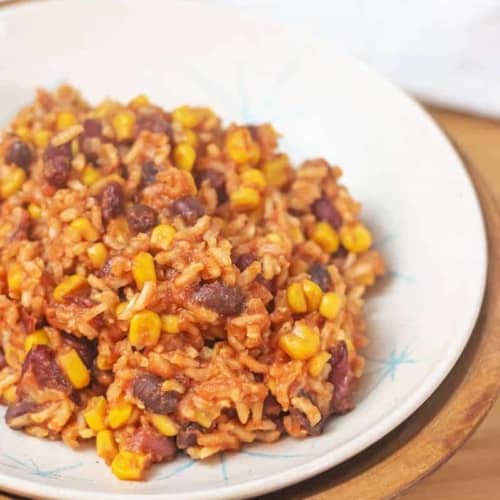 Mexican rice in a white bowl