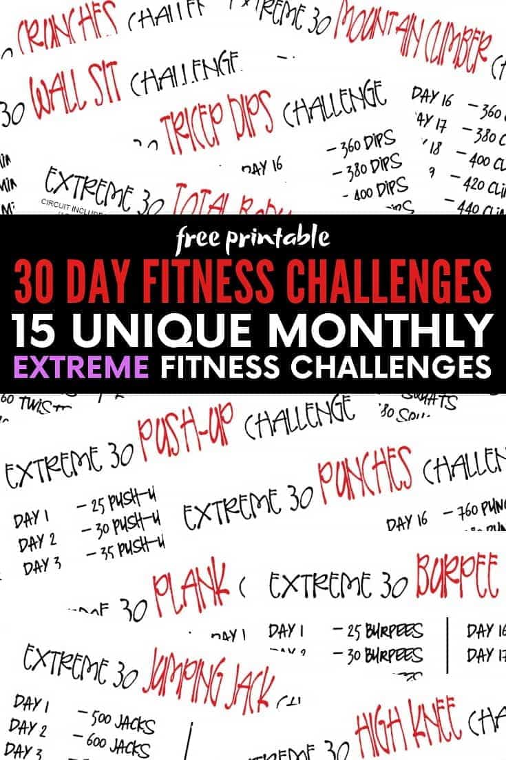 30 day fitness challenges 15 months of equipment free workouts