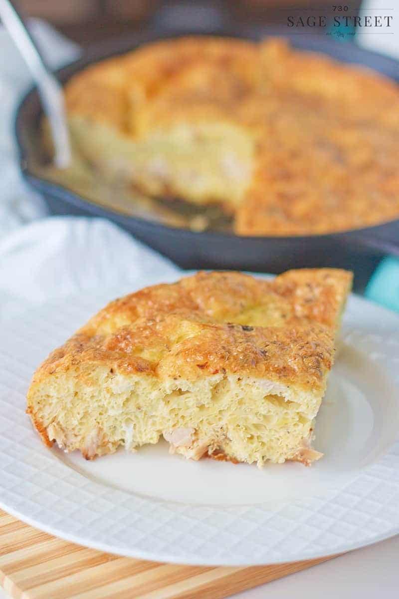 crustless quiche on a white plate