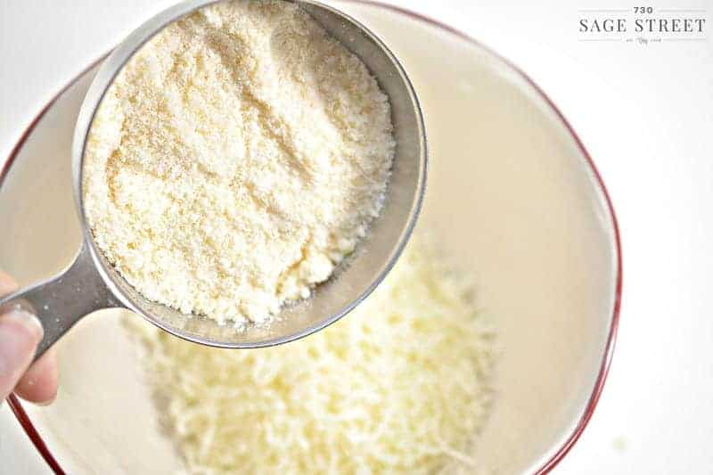 grated Parmesan in a measuring cup