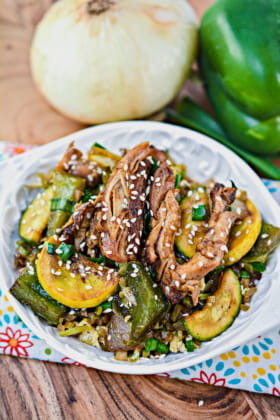 Keto Chicken and Vegetable Stir Fry Final Plating ready to eat!