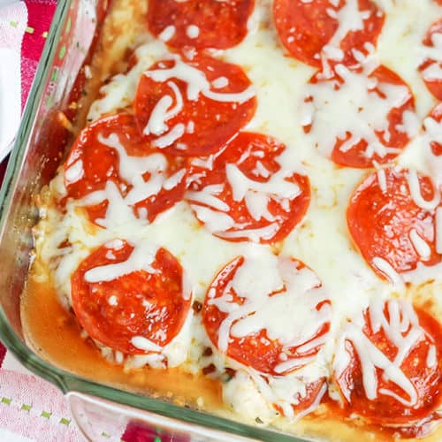 low carb pepperoni pizza chicken casserole