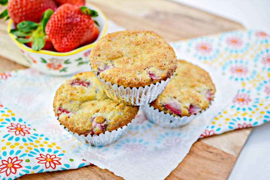 (Decadent!) Keto Strawberry Muffins 1 Decadent keto strawberry muffins ready to eat right now.
