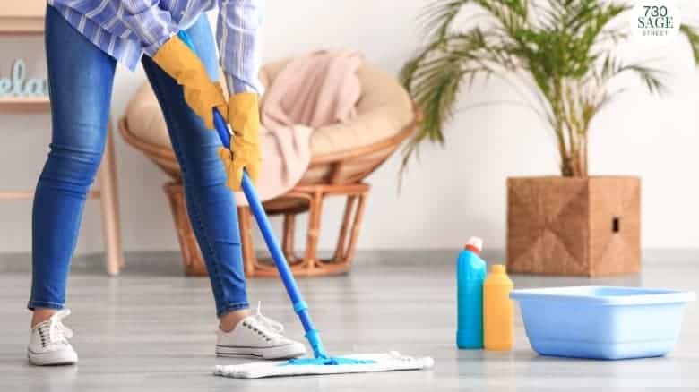 Easy Homemade Floor Cleaners For Any Floor 3 Mother mopping floor with microfiber mop with homemade all purpose floor cleaner