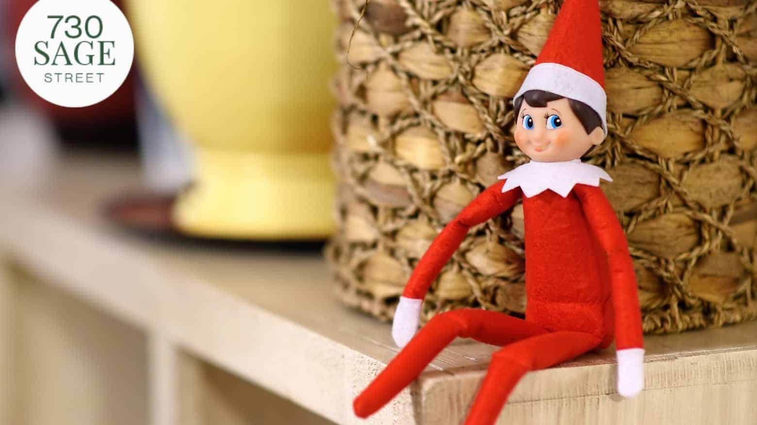 Santa's elf sitting on a shelf.