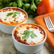 loq carb lasagna in bowls